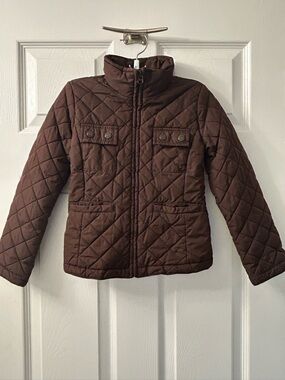 GapKids Brown Quilted Jacket Girls Size S (6-7) Lightweight Fall Coat